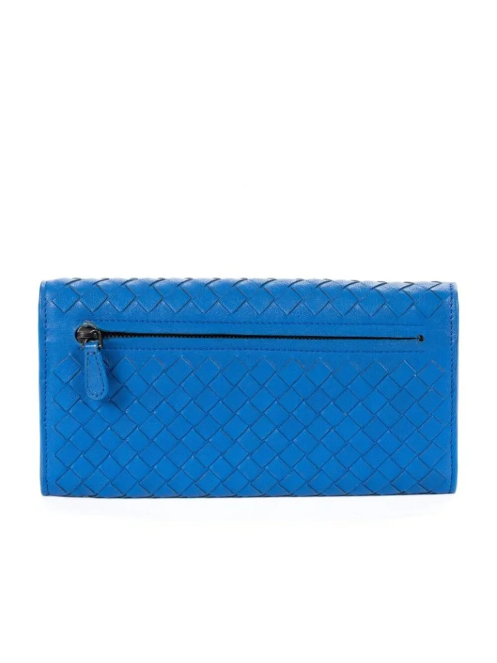 Bottega Veneta Flap Blue Intrecciato Calfskin Leathera